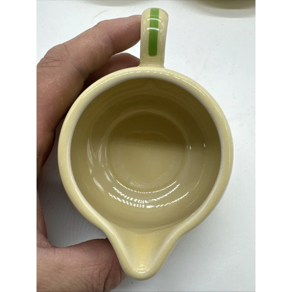 Fiesta Ware HLCCA  Covered Sugar Bowl & Creamer Figure 8 Tray Green Stripe